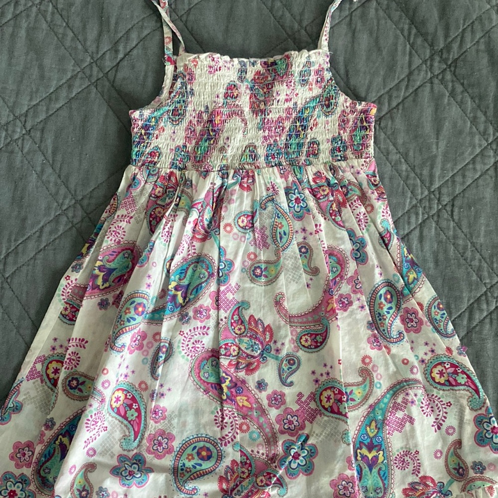 NWT Girls Angels dress sz 6-8 summer sundress paisley sequins pink blue flowers